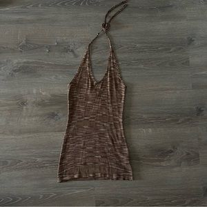 Halter knit mini dress